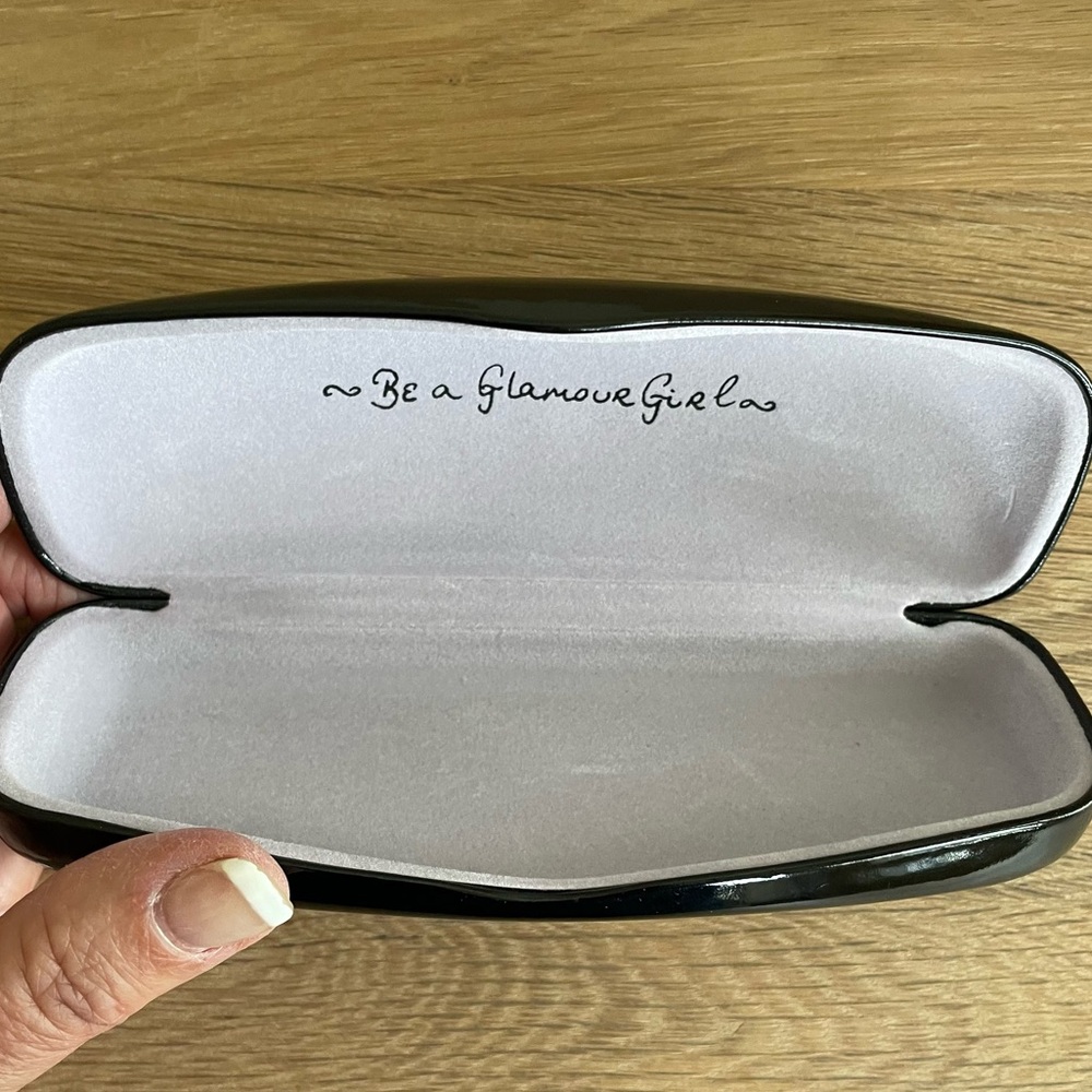 LULU GUINNESS BLACK HARD SHELL GLASSES CASE